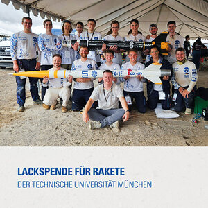 Lackspende für Rakete der Technischen Universität München